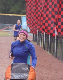 Kristen jogging in a race