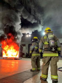 Certified fire investigators training at the Fire Research Laboratory